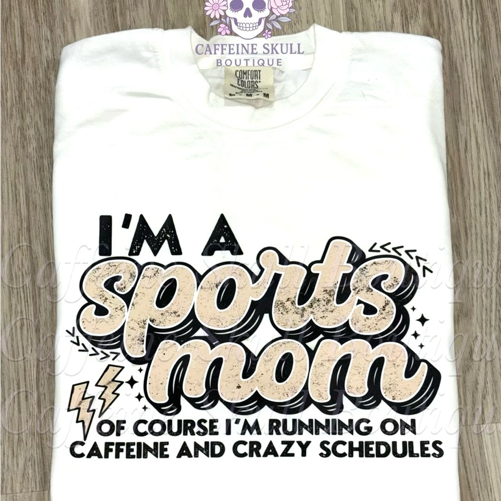 White Sports Mom Graphic T-Shirt